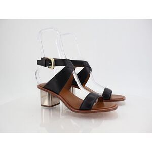 Vince Dalia Sandals Womens 7M Black Leather Gladiator Ankle Wrap Block Heel